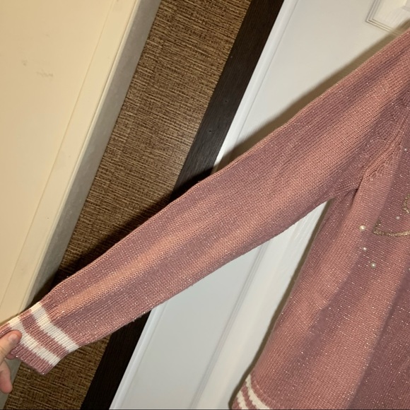 Holiday Time Pink/White “Peace” Pullover Christmas Sweater S - Picture 7 of 8